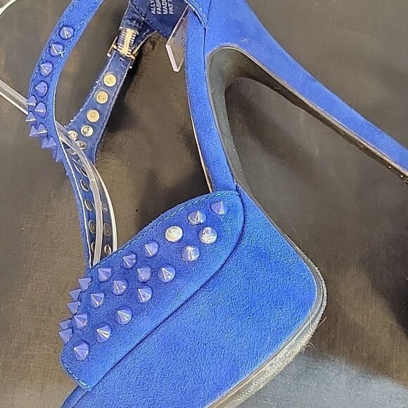 JUSTFAB  PYRAMID STUD DETAILS PEEP TOE ANKLE STRAP HIGH HEEL STILETTOS SANDAL - Picture 13 of 14